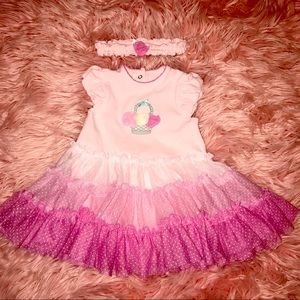 Little Me Pink Petticoat Dress with headband